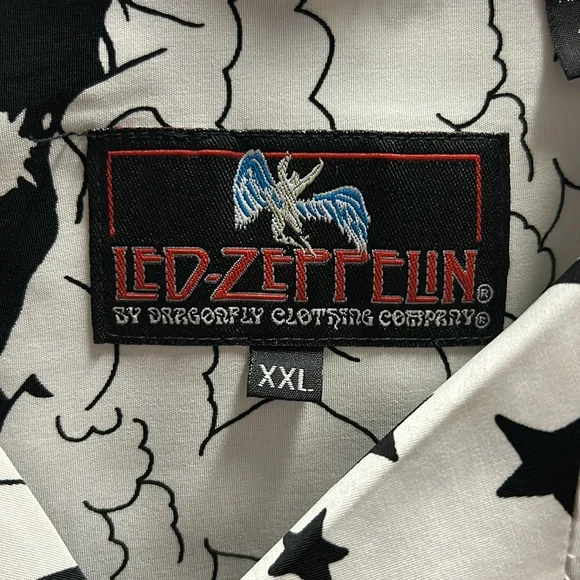 Led Zeppelin black white button down XXL - Picture 2 of 6